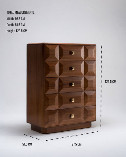 Verona Tall Chest of 5 Drawers