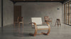French Modernist Armchair - white linen chair with cushion seat - Larkwood Furniture